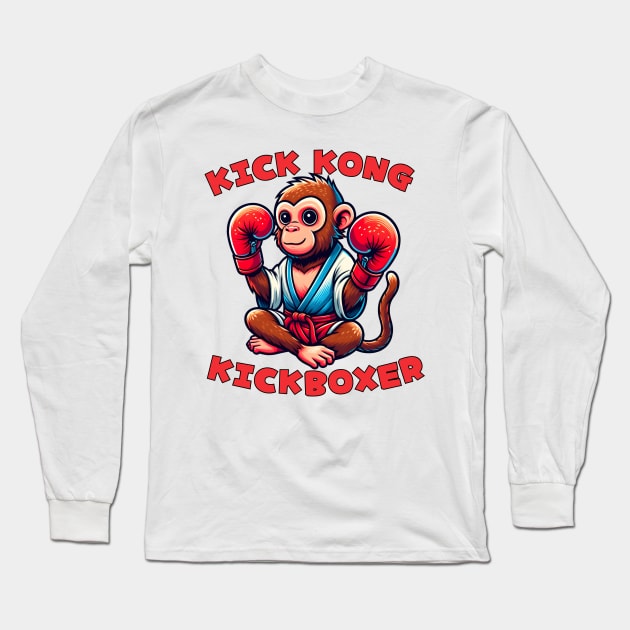 Kickboxing monkey Long Sleeve T-Shirt by Japanese Fever